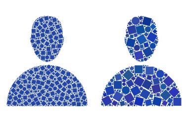 Kare ve çevrelerin Man Icon mozaikleri