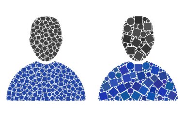 Kare ve çevrelerin Man Icon mozaikleri