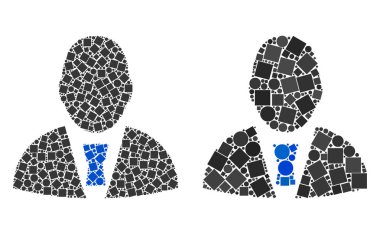 Yönetici profil simgesi kareler ve çevrelerin kolajlar