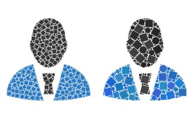 Ofis memuru simgesi kareler ve çevrelerin kolajlar