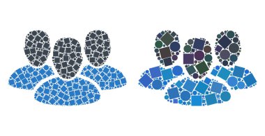 Kullanıcı grubu simgesi kareler ve çevrelerin mozaikleri