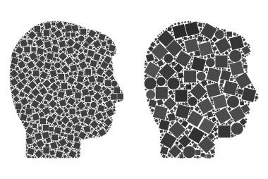 Kullanıcı profili simgesi kareler ve çevrelerin kolajlar