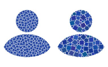 Kullanıcı simgesi kareler ve çevrelerin kolajlar