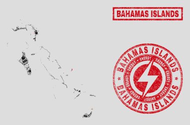 Elektrik kolaj Bahamalar Adaları harita ve kar ve grunge damga Seals