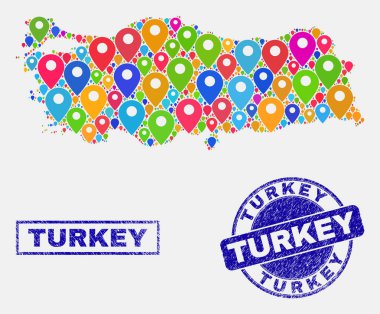 Harita Işaretçileri Türkiye Haritası ve tehlike mühürler