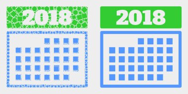 Pikselli ve Düz Vektör 2018 Takvim Sayfa Simgesi