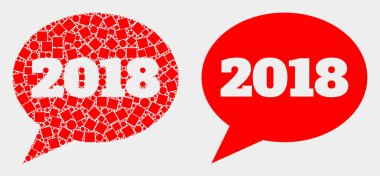 Pikselli ve Düz Vektör 2018 İleti Balon Simgesi