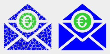 Noktalı ve Düz Vektör Euro Mail Simgesi