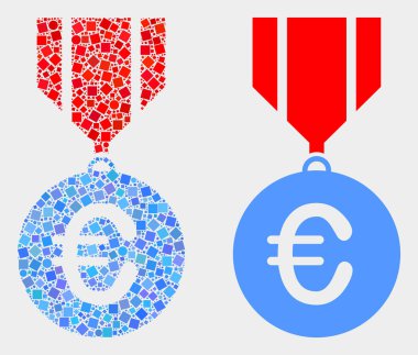 Nokta ve Düz Vektör Euro Madalya Simgesi