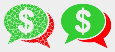 Pikselli ve Düz Vektör Finansal Sohbet Mesajları Simgesi