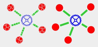 Pikselli ve Düz Vektör Dişli Bağlantıları Simgesi