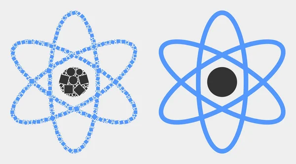 Pixelated en plat vector Atom-pictogram — Stockvector