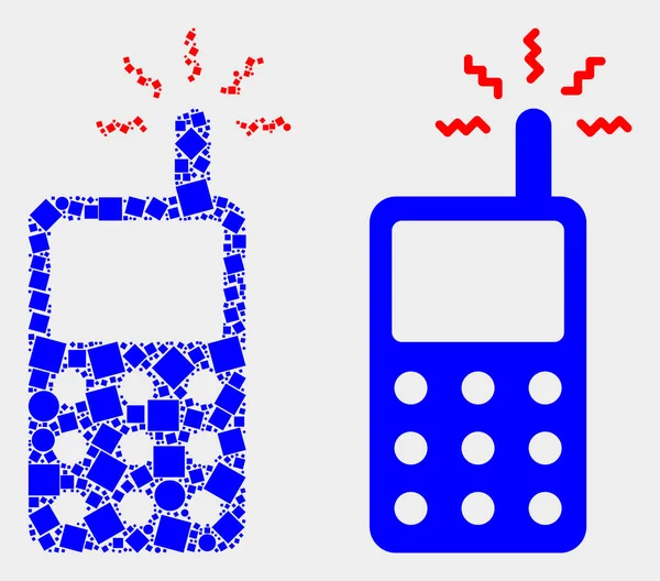 Dot en platte vector mobiele telefoonpictogram — Stockvector