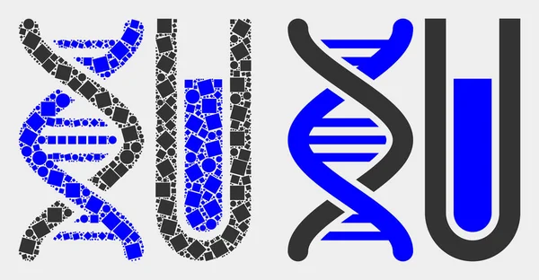 점선 및 플랫 벡터 DNA 테스트튜브 아이콘 — 스톡 벡터