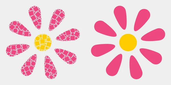 Icône de fleur vectorielle pixelisée et plate — Image vectorielle