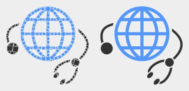 Pikselli ve Düz Vektör Global Tıbbi Hizmet Simgesi