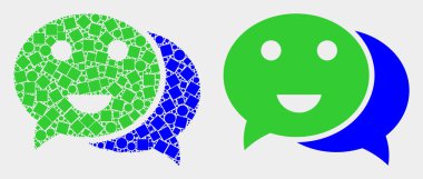 Pikselli ve Düz Vektör Mutlu Sohbet Simgesi