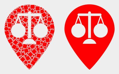 Nokta ve Düz Vektör Adalet Haritası İşaretleyici Simgesi