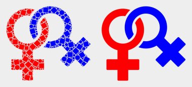 Pikselli ve Düz Vektör Lezbiyen Sembol Simgesi