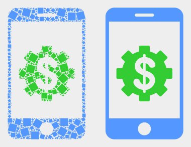 Noktalı ve Düz Vektör Mobil Bankacılık Hizmet Simgesi