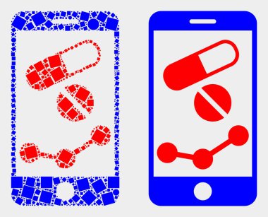 Pikselli ve Düz Vektör Mobil Eczane Grafik Simgesi