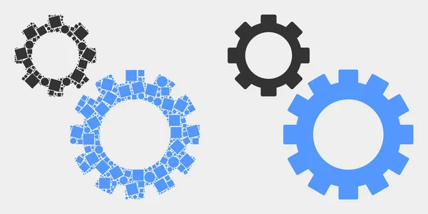 Icono de engranajes vectoriales punteados y planos — Vector de stock