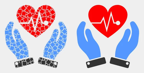 Точкова і плоска Векторна іконка догляду за серцем — стоковий вектор