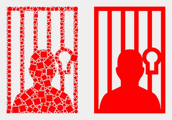 Pixelated and Flat Vector Jailed Person Icon — Stock Vector