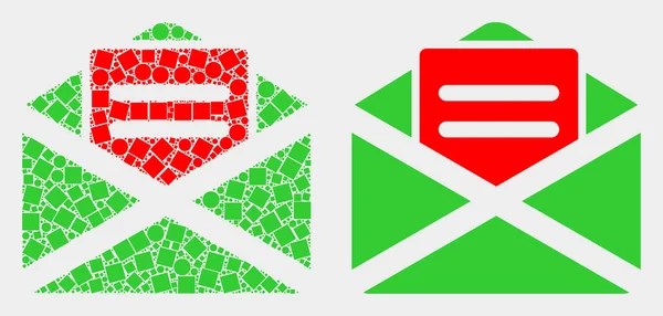 Pixelado y plano Vector Open Mail Icono — Archivo Imágenes Vectoriales