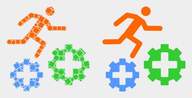 Dişliler Simgesi üzerinde Noktalı ve Düz Vektör Çalışan Hasta