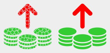 Pikselli ve Düz Vektör Harcama Paraları Simgesi