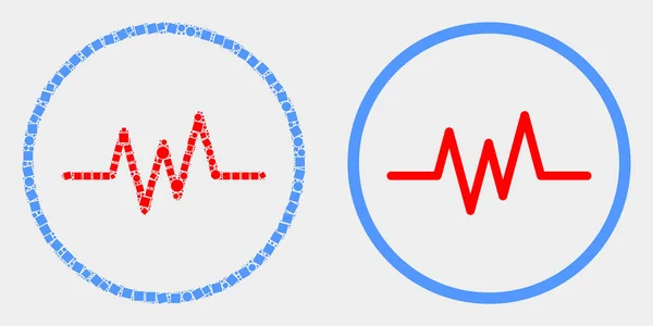 Dot and Flat Vector Pulse Signal Icon — Stock Vector