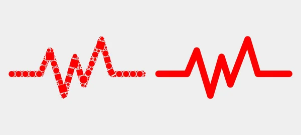 Pictogram met gestippelde en vlakke vector pulssignaal — Stockvector