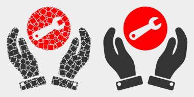 Pikselli ve Düz Vektör Anahtarı Tamir Eller Simgesi