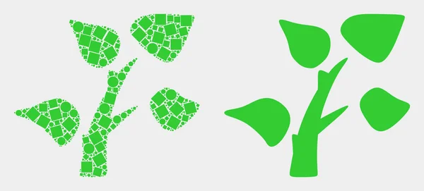 Icono de planta de árbol vectorial pixelado y plano — Archivo Imágenes Vectoriales