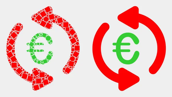 Pixelado y plano Vector actualización Euro icono — Archivo Imágenes Vectoriales