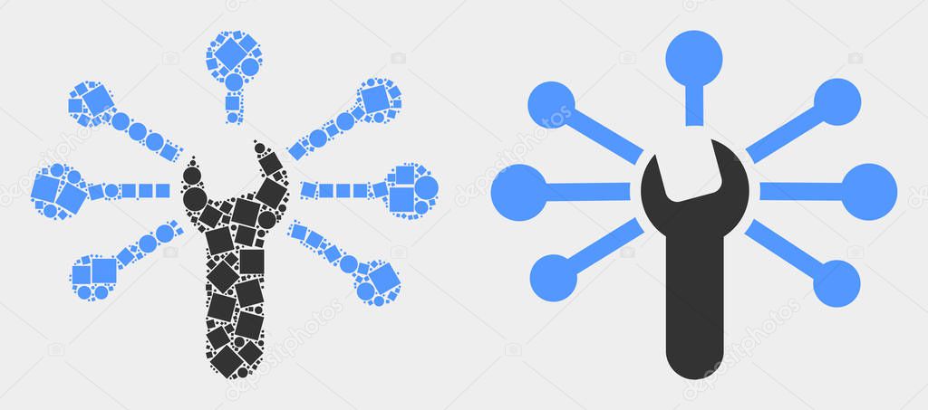 Pixelated and Flat Vector Wrench Links Icon