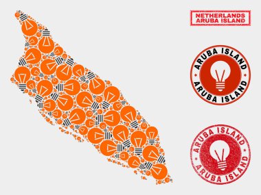 Ampul Mozaik Aruba Adası Haritası ve Sıkıntı Mühürler