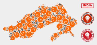 Işık Lamba kolaj Arunachal Pradesh Devlet Haritası ve Dokulu Mühürler