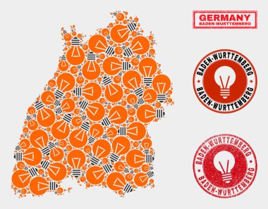 Işık Lambamozaik Baden-Wurttemberg Kara Haritası ve Sıkıntı Mühürler