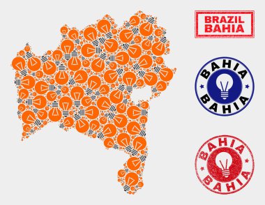 Elektrik Ampul Mozaik Bahia Devlet Haritası ve Sıkıntı Pulları