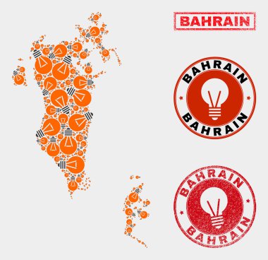 Elektrik Ampul Kolaj Bahreyn Haritası ve Dokulu Mühürler