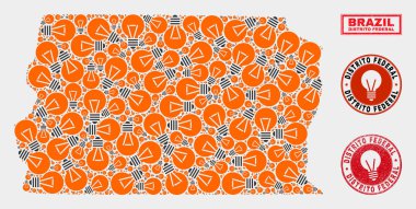 Aydınlatma Lambası Mozaik Brezilya Distrito Federal Harita ve Sıkıntı Pullar