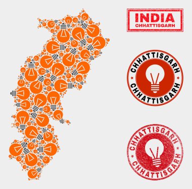 Elektrik Ampul Kolaj Chhattisgarh Devlet Haritası ve Çizik Pullar
