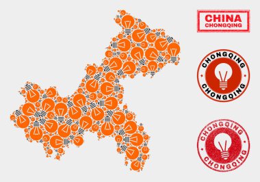 Aydınlatma Lambası Mozaik Chongqing Şehir Haritası ve Kauçuk Pullar