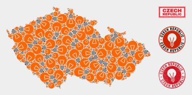 Işık Lambamozaik Çek Cumhuriyeti Haritası ve Çizik Damga Mühürler