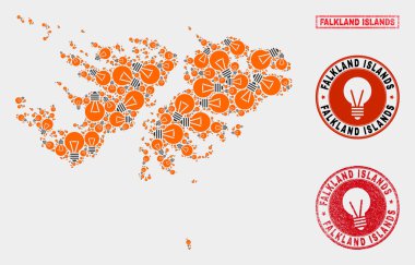 Aydınlatma Lambası Mozaik Falkland Adaları Haritası ve Sıkıntı Pulları