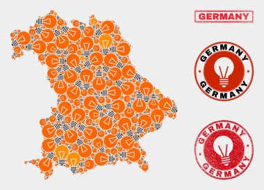 Ampul Kolaj Almanya Haritası ve Çizik Pullar