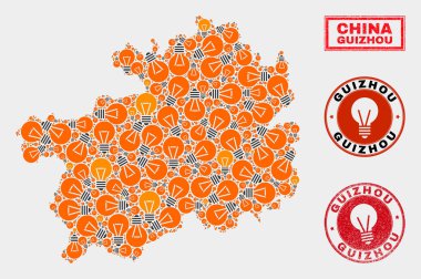 Ampul Mozaik Guizhou İl Haritası ve Kauçuk Pullar