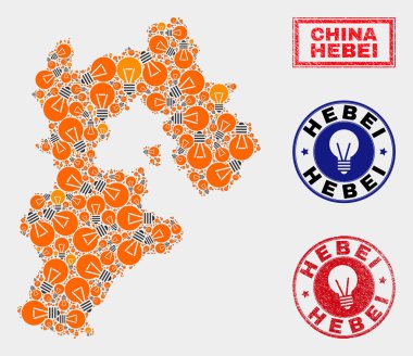 Enerji Lambası Mozaik Hebei İl Haritası ve Kauçuk Pullar